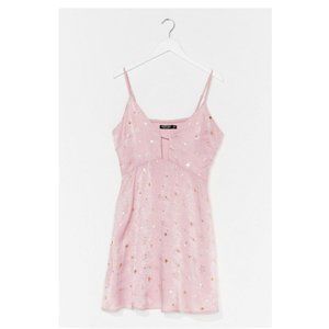 Pink Star Crossed Lovers Satin Mini Dress